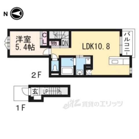 ジュネビーブ Ⅱ(1LDK/2階)の間取り写真