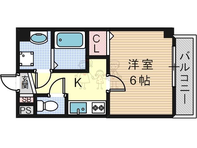 グランパシフィック松虫通(1K/9階)の間取り写真