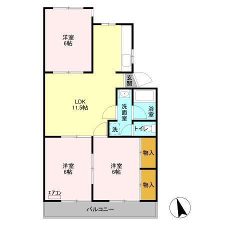 第3山忠マンション(3LDK/3階)の間取り写真
