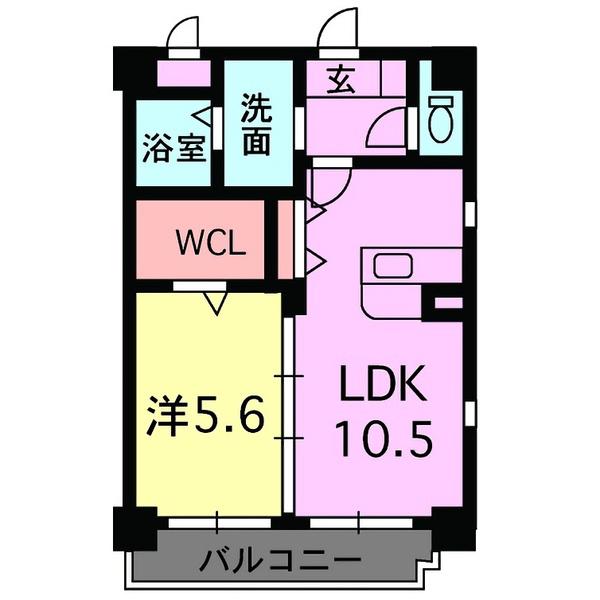 ステラ白山(1LDK/5階)の間取り写真