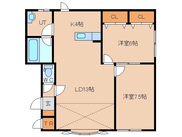 シンフォニー永山B(2LDK/2階)の間取り写真