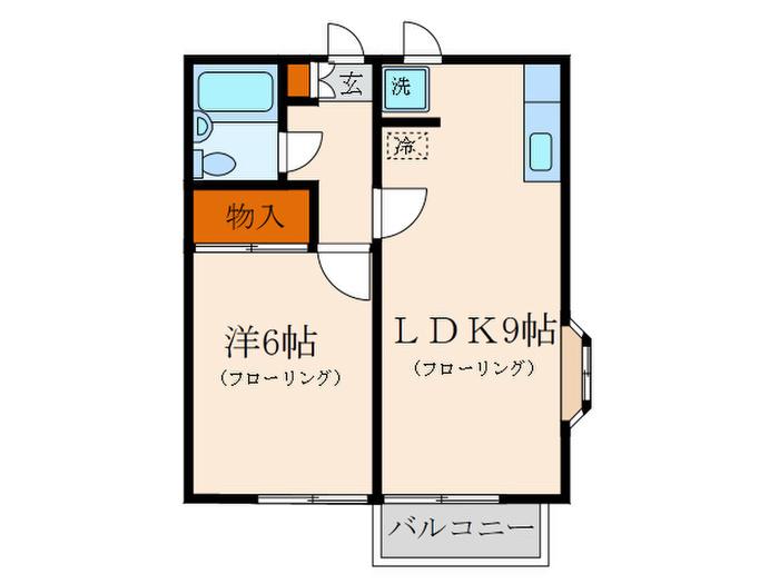 グランツ六甲(1LDK/2階)の間取り写真