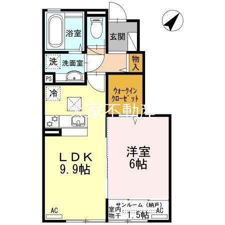 スマイリィハウス愛野(1LDK/1階)の間取り写真