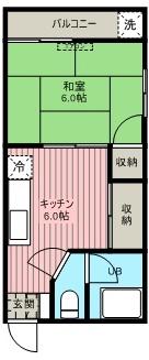 金森荘(1DK/2階)の間取り写真