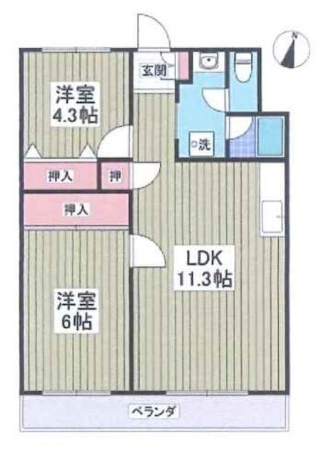 エルシティ103(2LDK/1階)の間取り写真