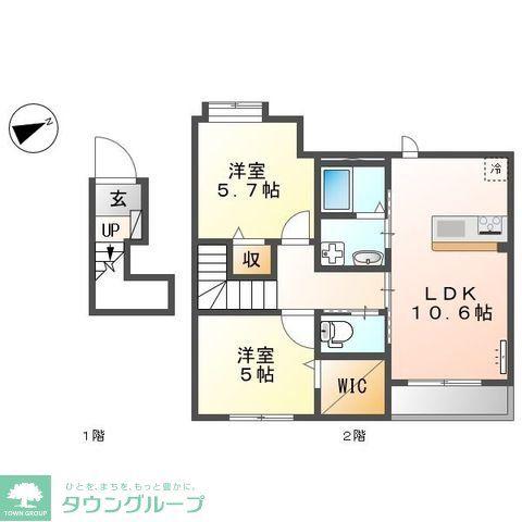 グレイスII(2LDK/2階)の間取り写真