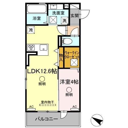 ラ・メゾン アン(1LDK/1階)の間取り写真