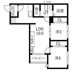 TIDY大江(2LDK/3階)の間取り写真