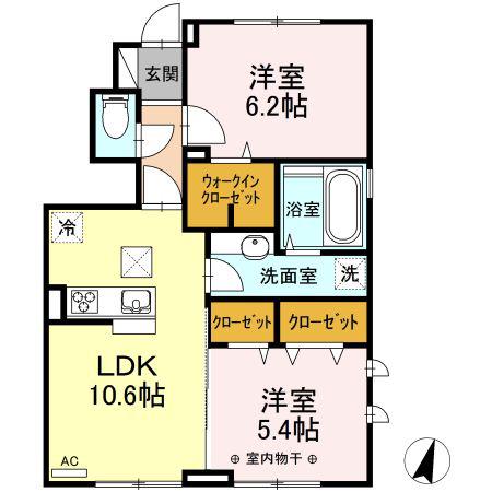 さくらアパートメント(2LDK/1階)の間取り写真