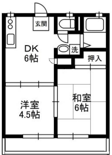 カーサ名越(2DK/2階)の間取り写真