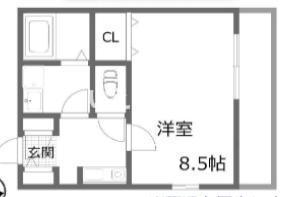 クレール上祇園(1K/1階)の間取り写真