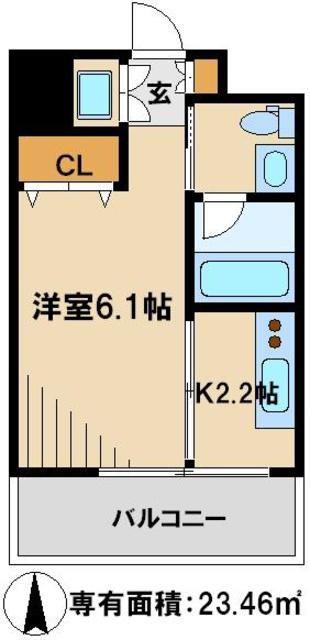 パークフラッツ松戸(1K/12階)の間取り写真