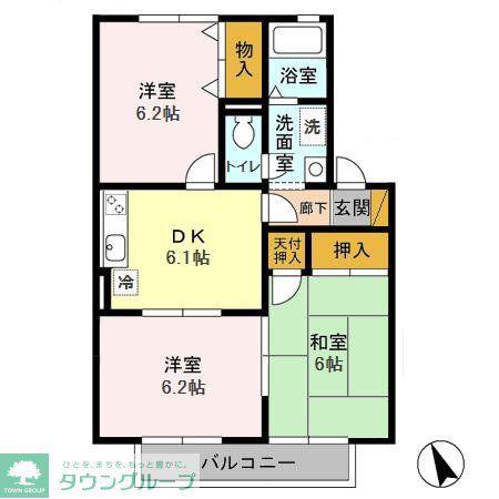サンライズヒルAB(3DK/1階)の間取り写真