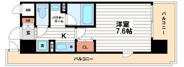 ジュネーゼ・グラン心斎橋東(1K/12階)の間取り写真