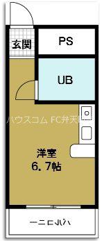 アッシュコート夕凪(ワンルーム/4階)の間取り写真