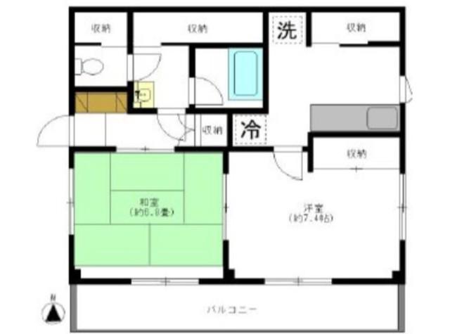 八王子アローハイツ(ワンルーム/1階)の間取り写真
