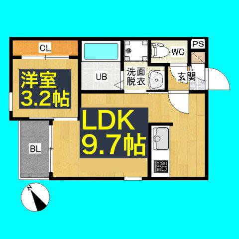 レガリスト山王アクシス(1LDK/2階)の間取り写真