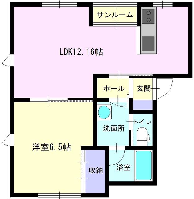 RBWレインボーII(1LDK/1階)の間取り写真