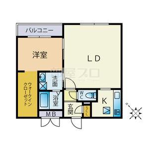 PORTE-BONHEURII(1LDK/2階)の間取り写真