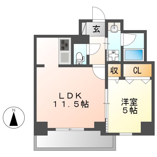 FLAIR丸の内(1LDK/10階)の間取り写真