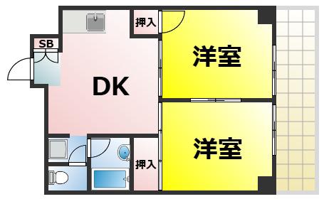 アークハイム川島(2LDK/4階)の間取り写真