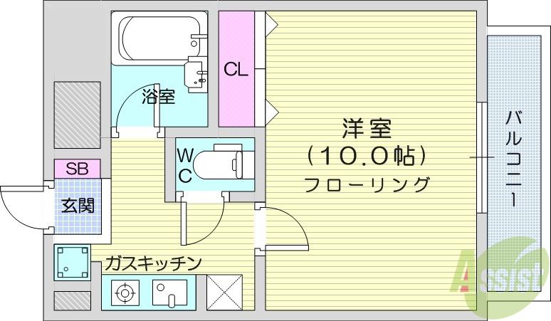 メゾンコモッド(1K/2階)の間取り写真