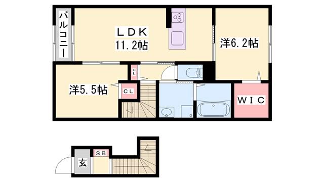K KITANO(2LDK/2階)の間取り写真