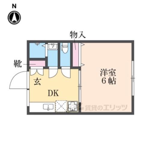 一条テラス(1K/1階)の間取り写真