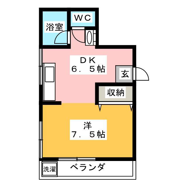 ファミーユハイム(1DK/2階)の間取り写真