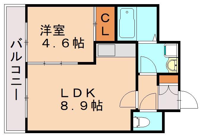 コスモポリタン(1LDK/2階)の間取り写真