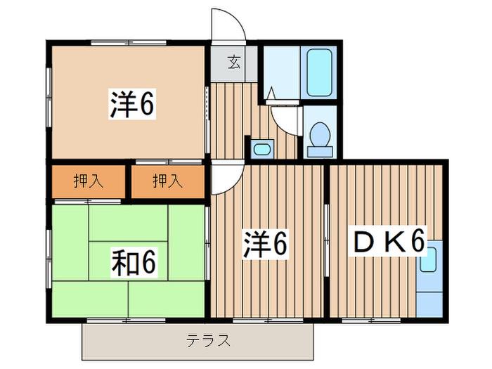 カトルヤマジュ(3DK/1階)の間取り写真
