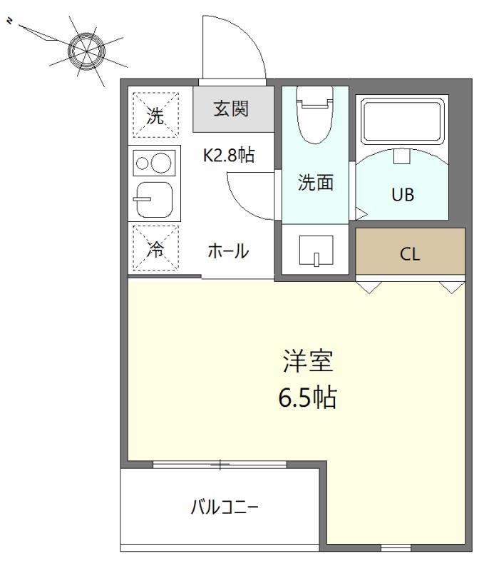 HAKUGA(1K/1階)の間取り写真