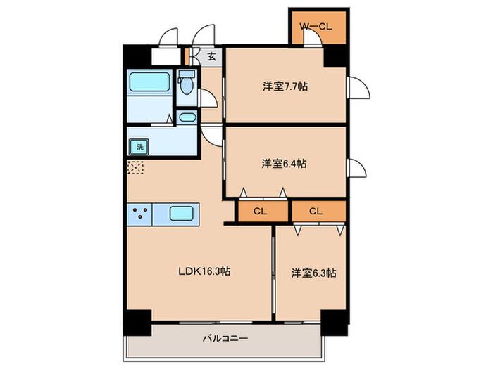 FAMILIE(3LDK/5階)の間取り写真