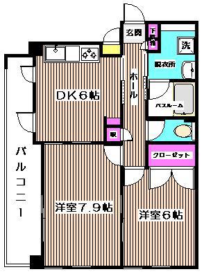 CASA・MONTANA(2DK/4階)の間取り写真