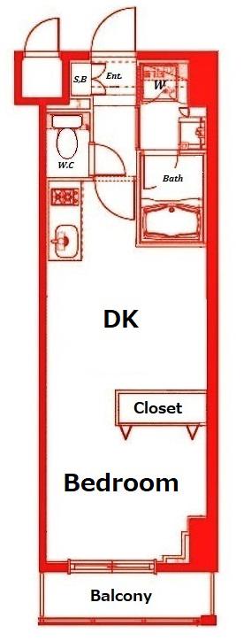 フェニックス新横濱クアトロ(1DK/4階)の間取り写真