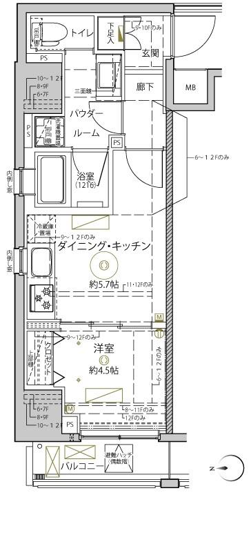 クレイシア秋葉原ラグゼスイート(1DK/11階)の間取り写真