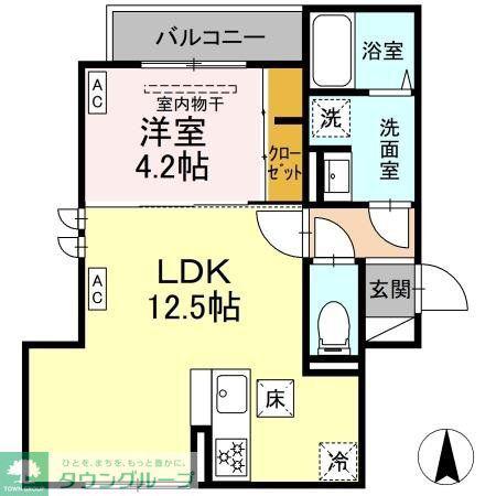 セレスティア扇VI(1LDK/1階)の間取り写真