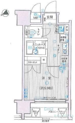 ヴェルト目黒西(1K/6階)の間取り写真