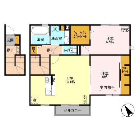 クレストフォーチュン B(2LDK/2階)の間取り写真
