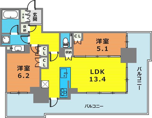 ベイシティタワーズ神戸ウエスト(2LDK/12階)の間取り写真