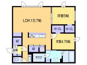 アレックスサーナズII(2LDK/1階)の間取り写真