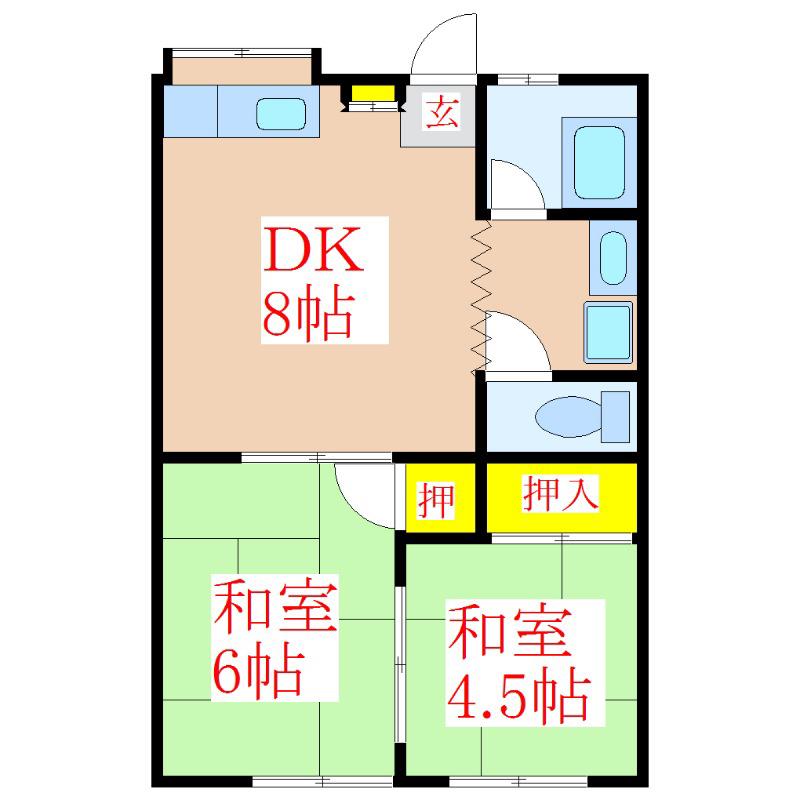 ファミーユ隼人(2DK/1階)の間取り写真