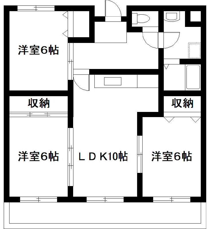 東大宮マンション(3LDK/2階)の間取り写真