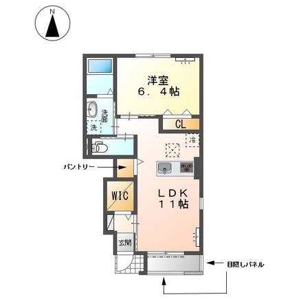 ウエスト GARDEN A(1LDK/1階)の間取り写真