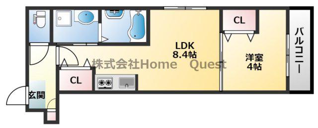 H-MAISON平野ノースIV(1LDK/2階)の間取り写真