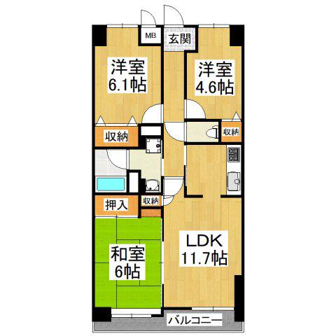 スペリオシティ泉北深井壱番館(3LDK/7階)の間取り写真