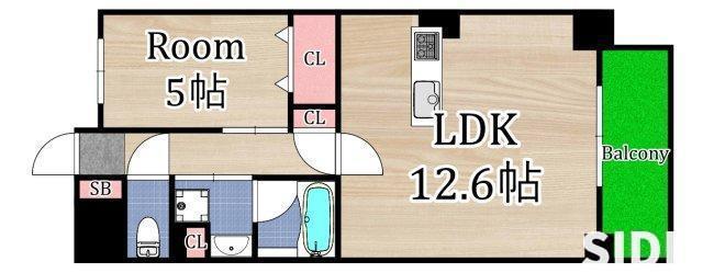 リーブル(1LDK/5階)の間取り写真