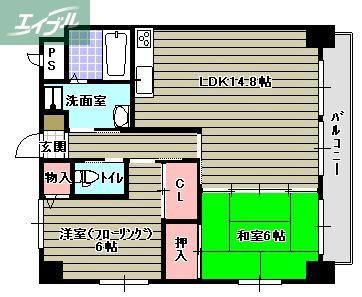 アンブシュール京橋(2LDK/7階)の間取り写真