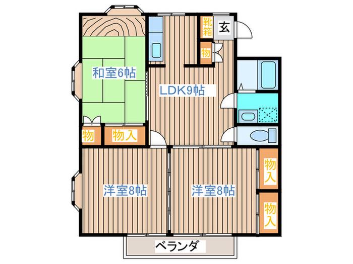 ローレンスパークB(3LDK/2階)の間取り写真