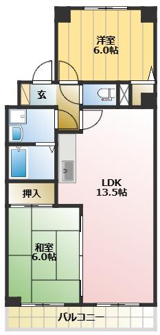 アネックスビューティー(2LDK/3階)の間取り写真